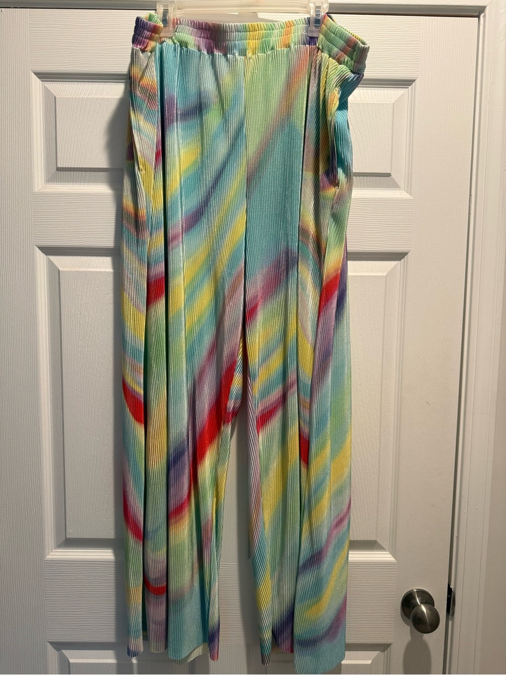 Wide Leg Ribbed Multicolor Pants